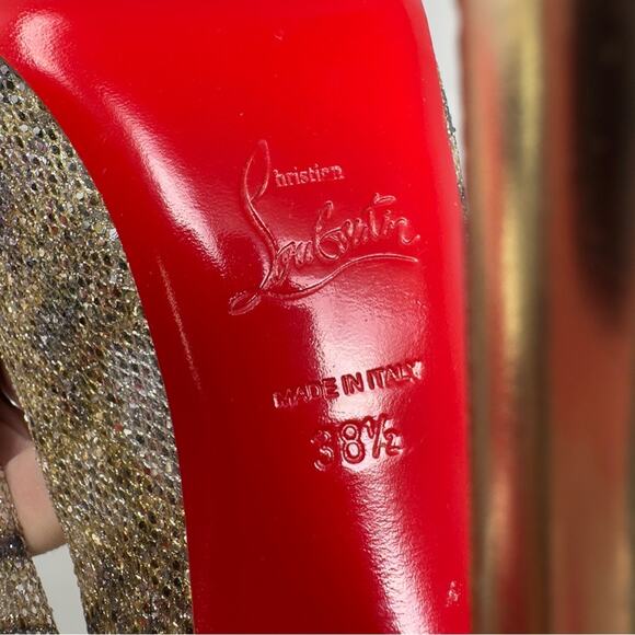 Christian Louboutin Gamma Talon 120 Glitter Slingback Heels 38.5 - Picture 12 of 12